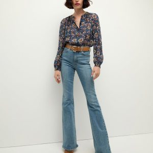 Flared single-breasted jacket in stretch Milano-stitch fabric
